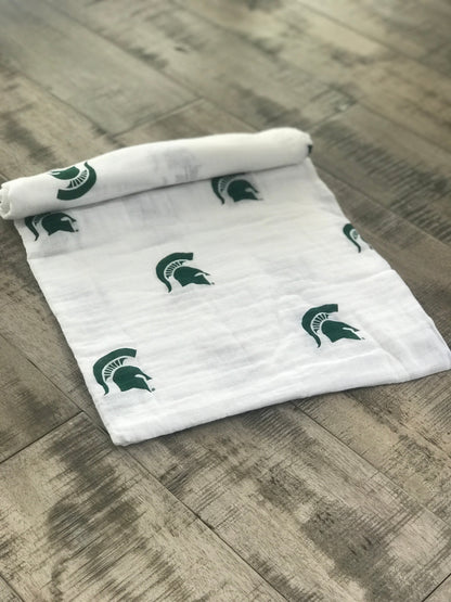 Michigan State University Spartans Muslin Swaddle Blanket – Soft Breathable Baby Blanket | Officially Licensed MSU Gift