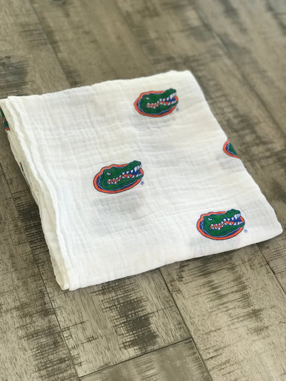 University of Florida Gators Muslin Swaddle Blanket – Soft Breathable 47x47 Baby Blanket – Officially Licensed UF Newborn Gift