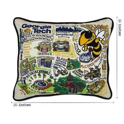 Georgia Tech Collegiate Hand-Embroidered Pillow