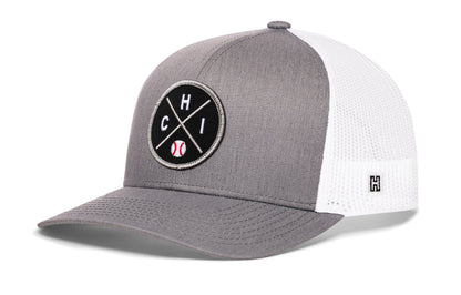 Chicago Trucker Hat  |  Silver CHI X Baseball Snapback
