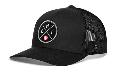 Chicago Trucker Hat  |  Silver CHI X Baseball Snapback
