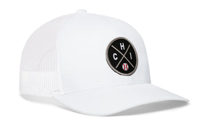 Chicago Trucker Hat  |  Silver CHI X Baseball Snapback