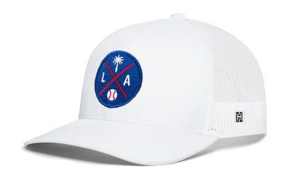 Los Angeles Trucker Hat  |  Blue LA X Baseball Snapback