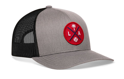 Los Angeles Trucker Hat  |  Red LA X Baseball Snapback