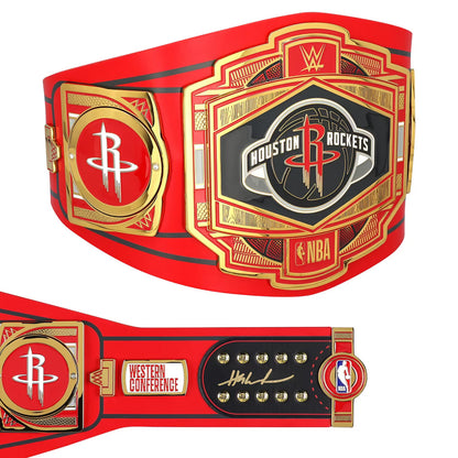 Hakeem Olajuwon Houston Rockets Autographed Fanatics Authentic WWE Legacy Title Belt