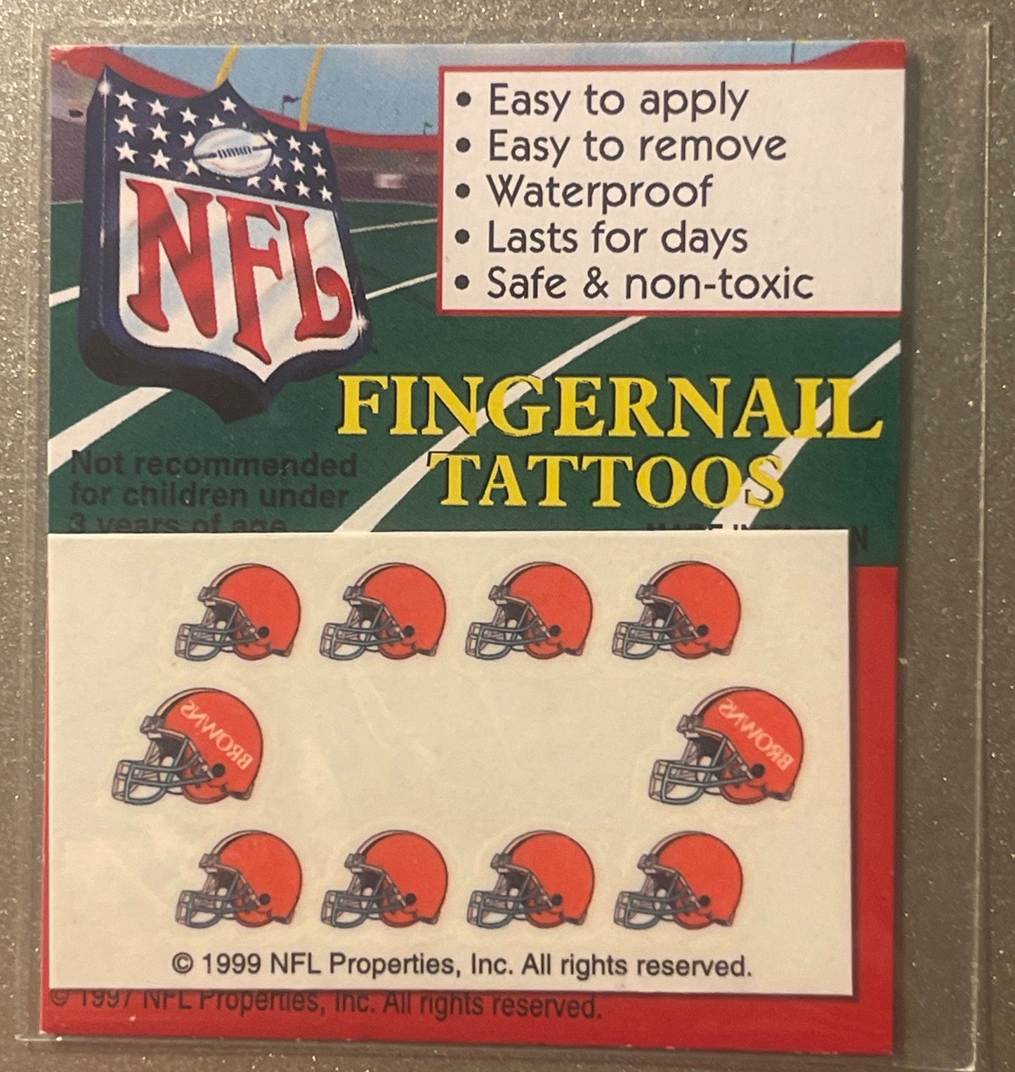 Vintage 1997 NFL Fingernail Tattoos Cleveland Browns ⚾ It's Football Season!!!