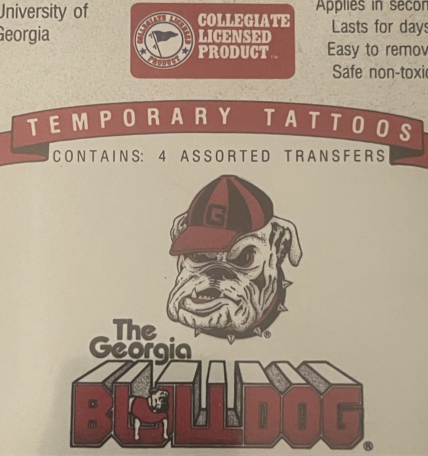Vintage 1994 Georgia Bulldogs Temporary Tattoos – NCAA Licensed College Football 🏈