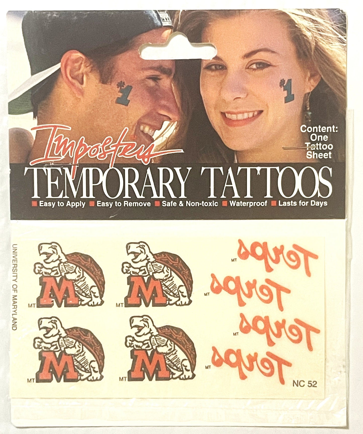 Vintage 1994 CFL Maryland Terps Temporary Tattoos ✨ College Big Ten Memorabilia!