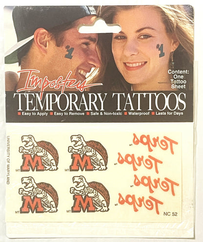 Vintage 1994 CFL Maryland Terps Temporary Tattoos ✨ College Big Ten Memorabilia!