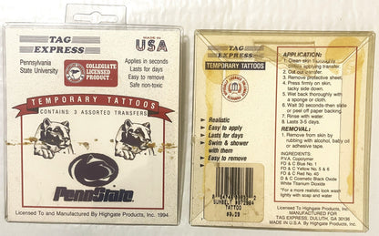 Vintage 1994 NCAA College Football Penn State Nittany Lions Temporary Tattoos ⚾
