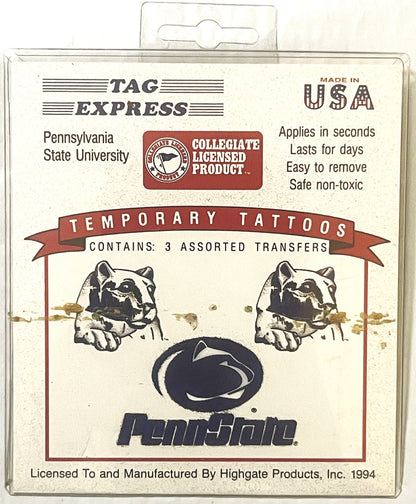 Vintage 1994 NCAA College Football Penn State Nittany Lions Temporary Tattoos ⚾