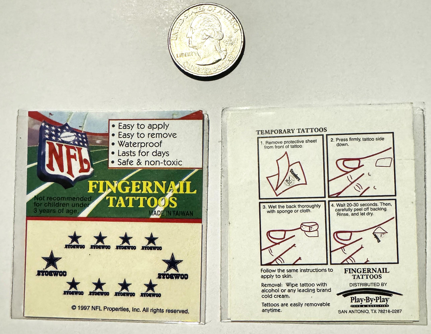 Vintage 1997 NFL Fingernail Tattoos Dallas Cowboys ⚾ It's Football Season!!!