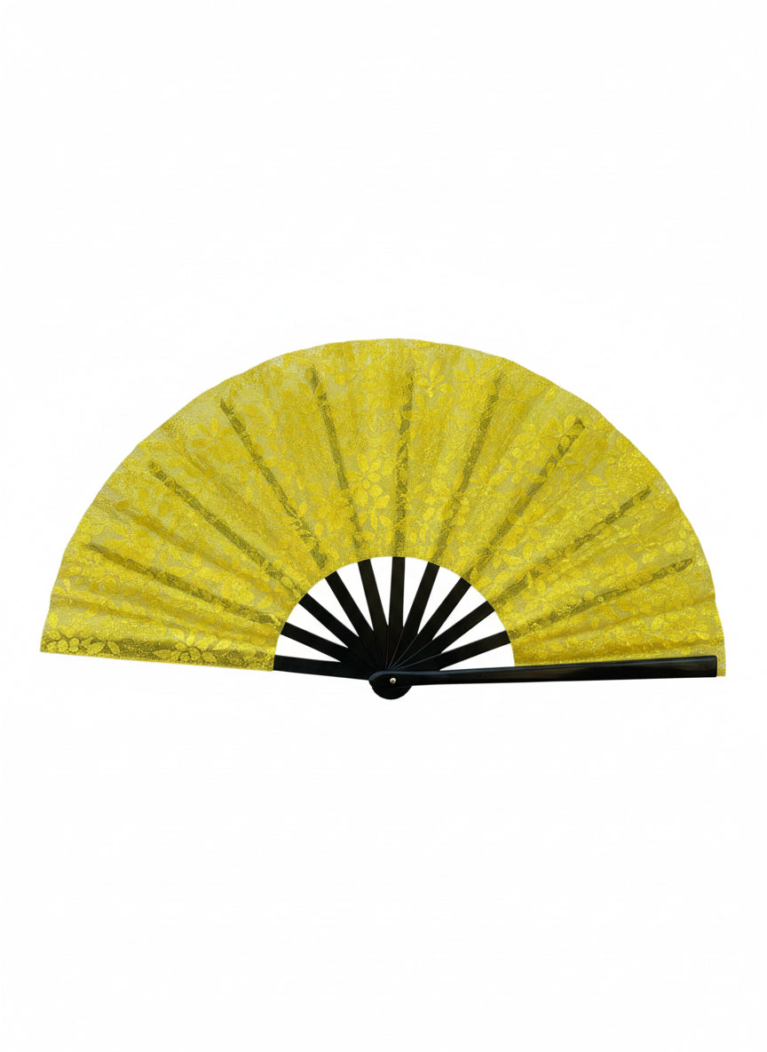 Gold Glitter Clack Fan: Elegant Folding Hand Fan