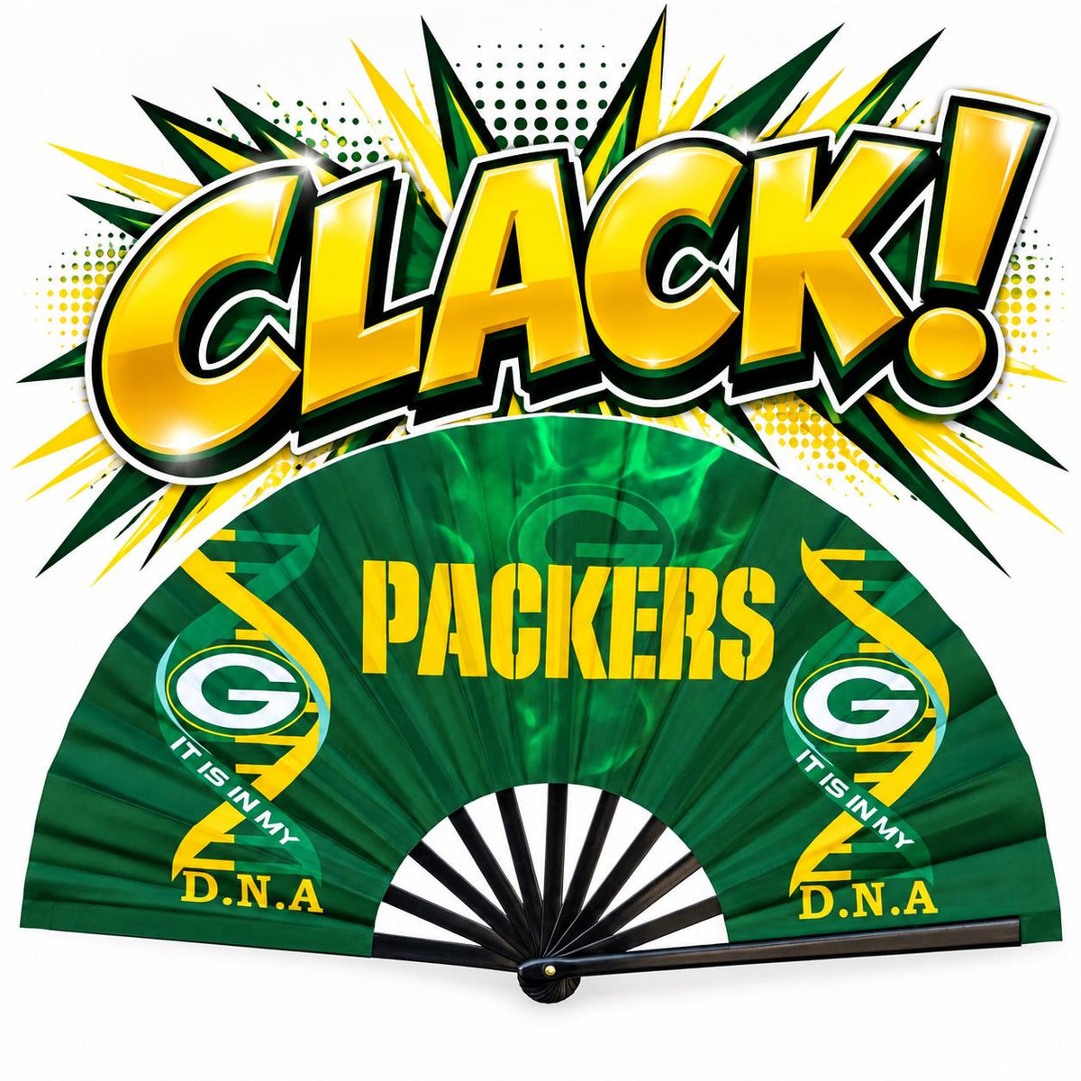 Green Bay Packers Clack Fan | Green Gold NFL Game Day Fan