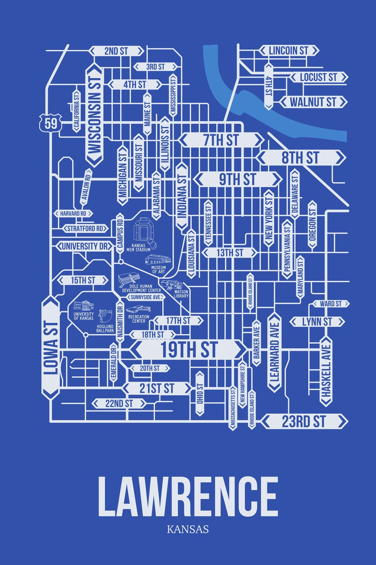 Lawrence, Kansas street map