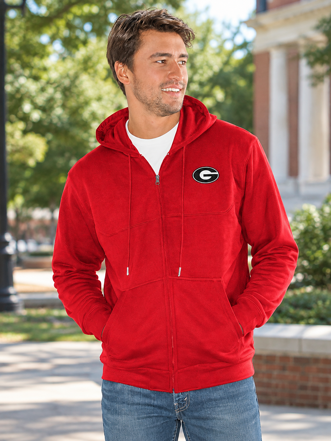 Georgia Bulldogs Men's Cadence Full-Zip Sweatshirt, Red, Small