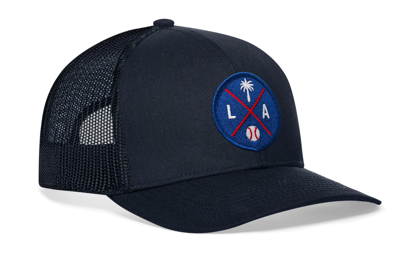 Los Angeles Trucker Hat  |  Blue LA X Baseball Snapback