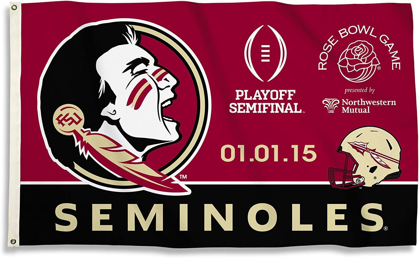 Florida State University Seminoles Premium 3x5 Feet Flag Banner, Semifinal Design, Metal Grommets, Outdoor Use, Single Sided