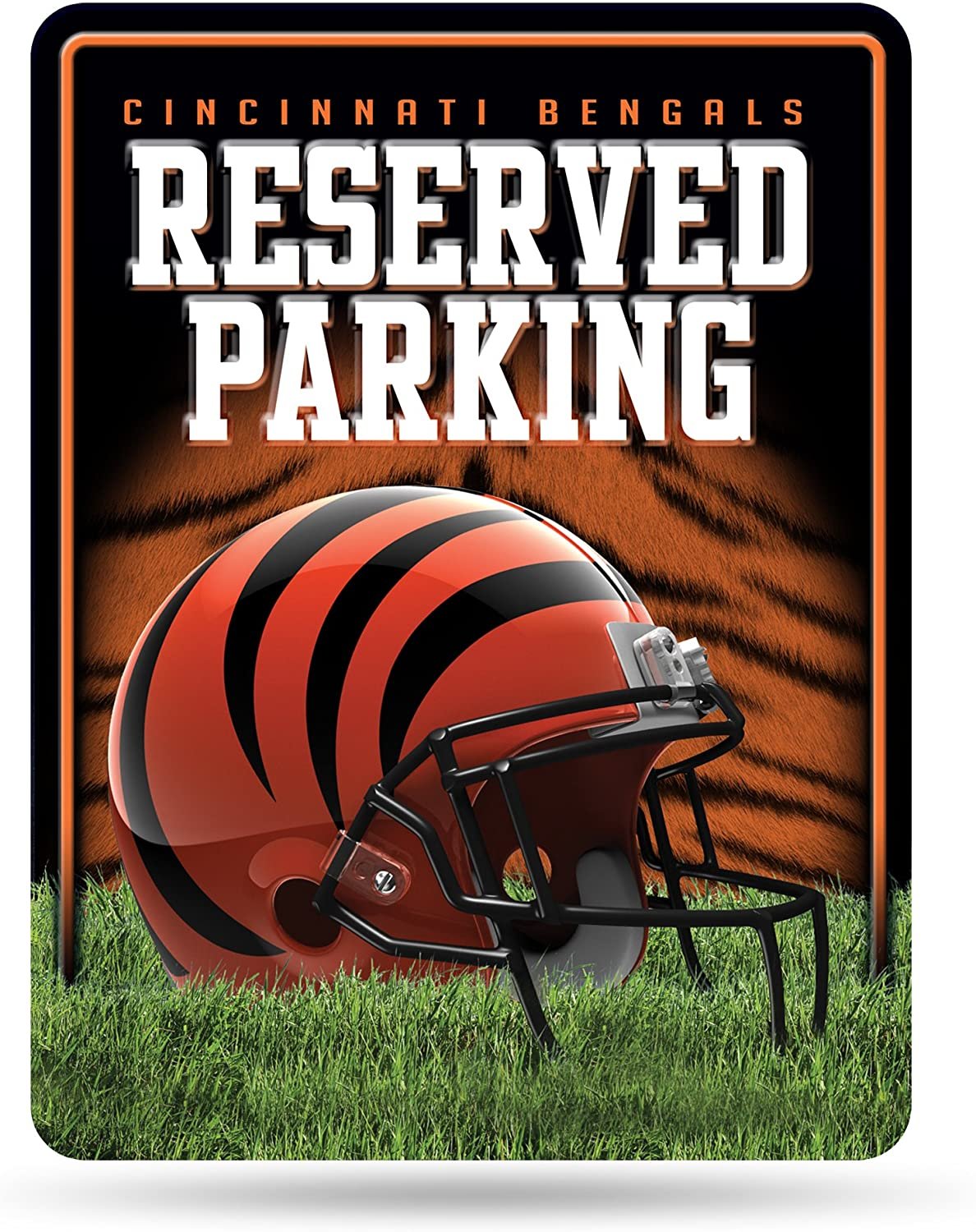 Cincinnati Bengals Metal Wall Parking Sign, 8.5x11 Inch, Primary Design, Great for Man Cave, Bed Room, Office, Home Decor