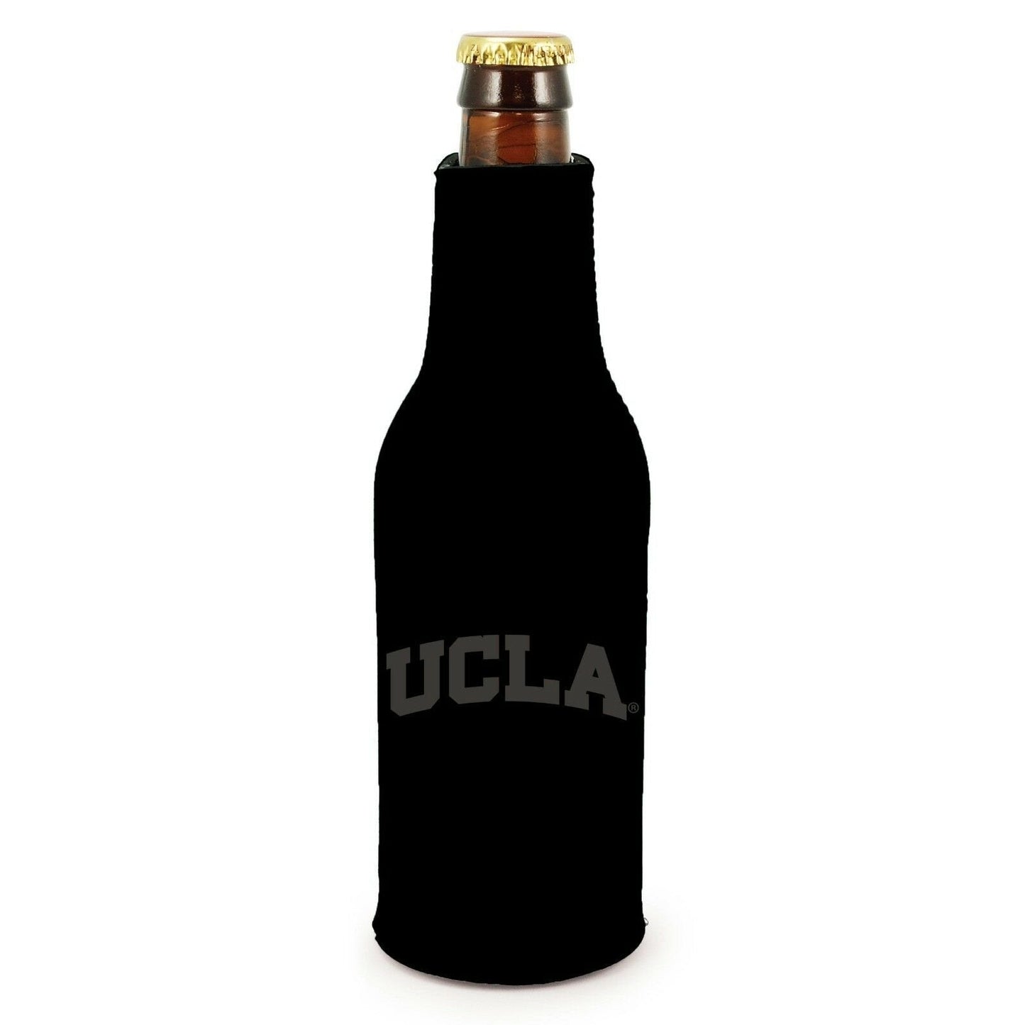 UCLA Bruins 2-PACK Zipper BOTTLE Tonal Black Koozie Neoprene Holder Cooler