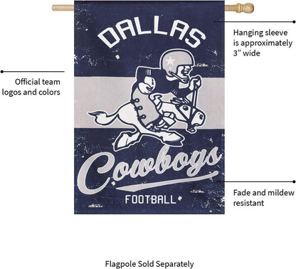 Dallas Cowboys Premium Double Sided Banner Flag 28x44 Inch Vintage Logo Design Indoor Outdoor