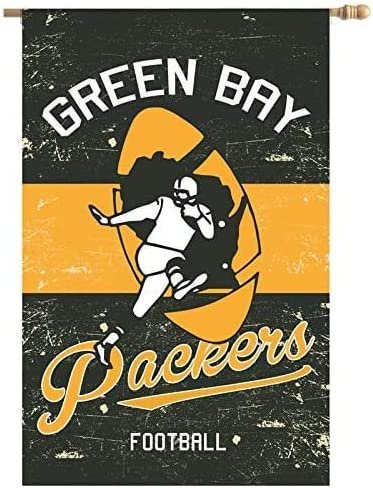 Green Bay Packers Premium Linen Banner Flag Double Sided 28x44 Inch Vintage Logo Design Outdoor