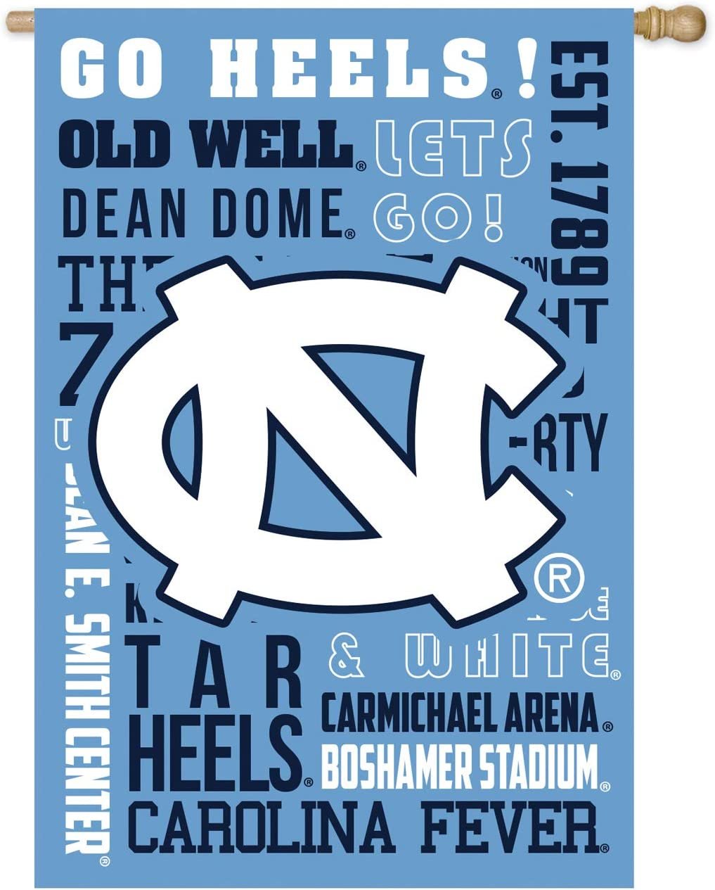 University of North Carolina Tar Heels Premium Double Sided Banner Flag 28x44 Inch Fan Rules Design Indoor Outdoor