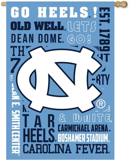 University of North Carolina Tar Heels Premium Double Sided Banner Flag 28x44 Inch Fan Rules Design Indoor Outdoor