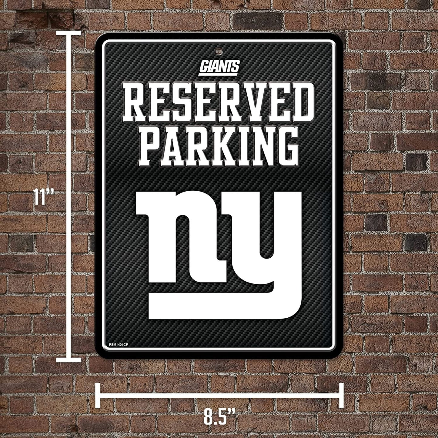 New York Giants Metal Parking Sign, Carbon Fiber Design 8.5x11 Inch