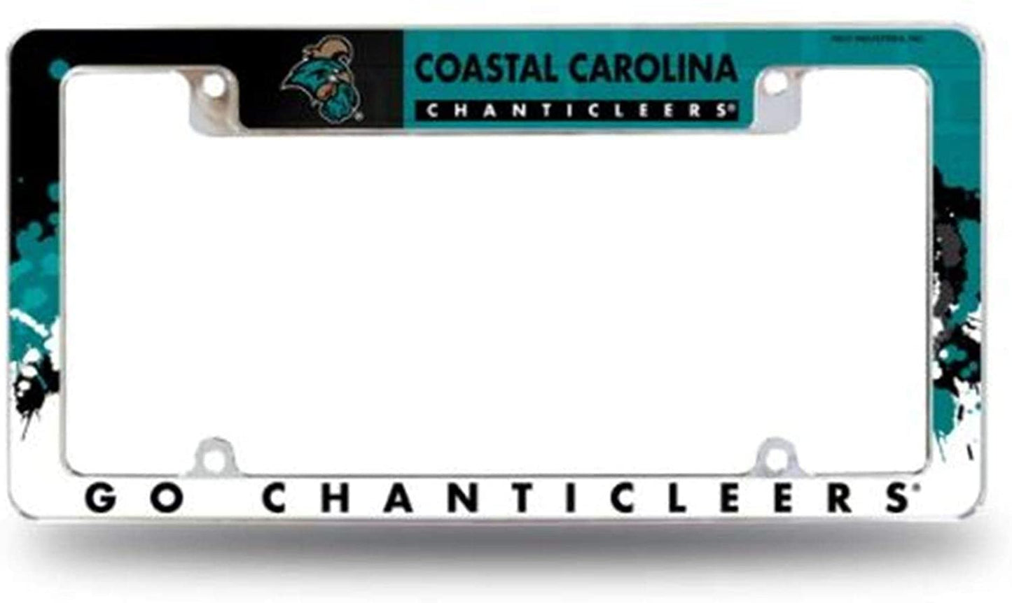 Coastal Carolina University Chanticleers Metal License Plate Frame Tag Cover, All Over Design, 12x6 Inch