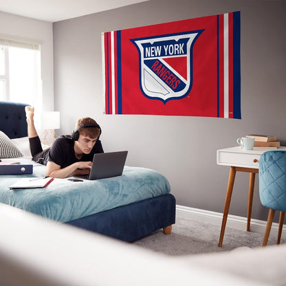 New York Rangers Premium Flag Banner, 3x5 Feet, Metal Grommets, Retro Logo, Indoor or Outdoor, Single Sided