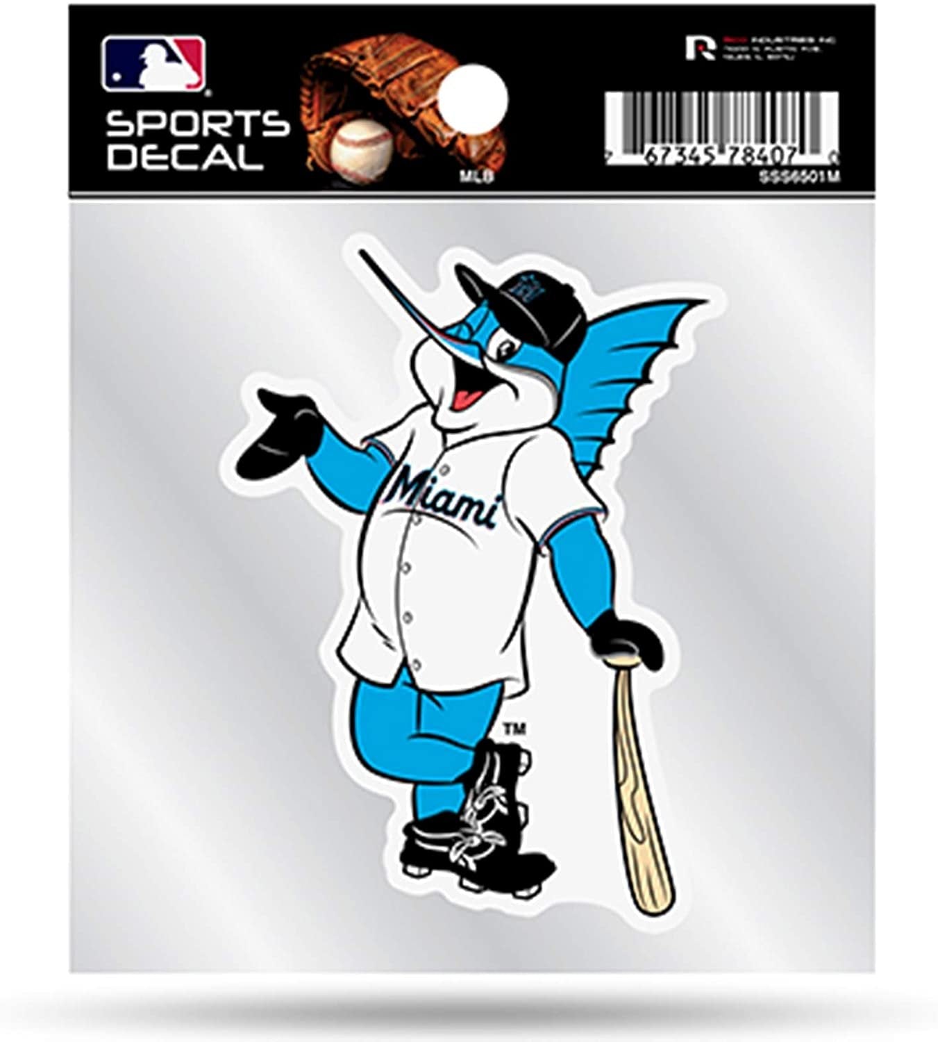 Miami Marlins Mascot Logo Premium 4x4 Decal with Clear Backing Flat Vinyl Auto Home Sticker Baseball