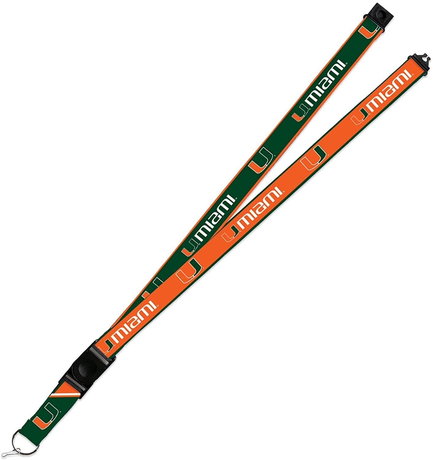 Miami Hurricanes Lanyard Keychain 2-sided Breakaway Clip University of