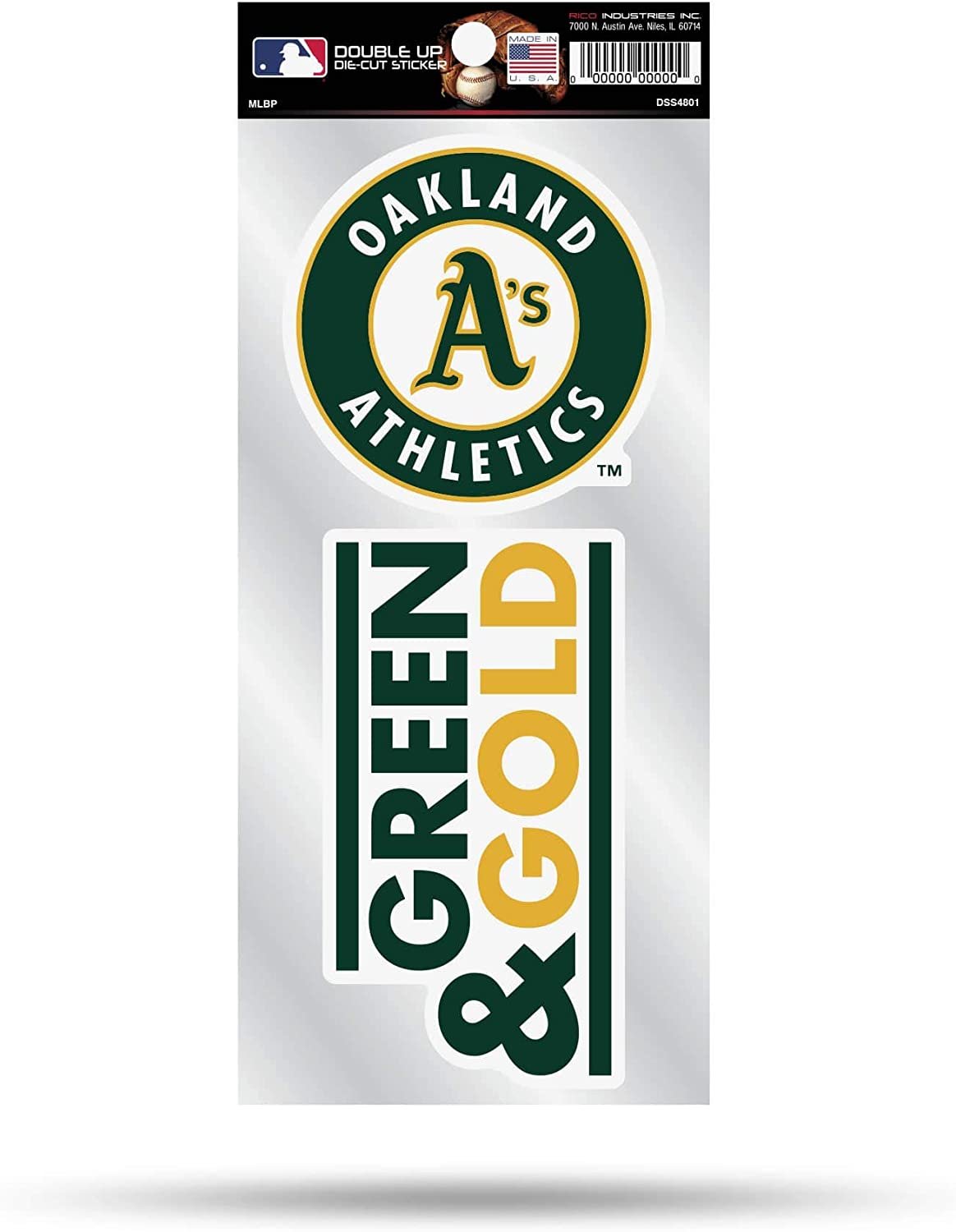 Oakland Athletics A's 2-Piece Double Up Die Cut Sticker Decal Sheet, 4x8 Inch