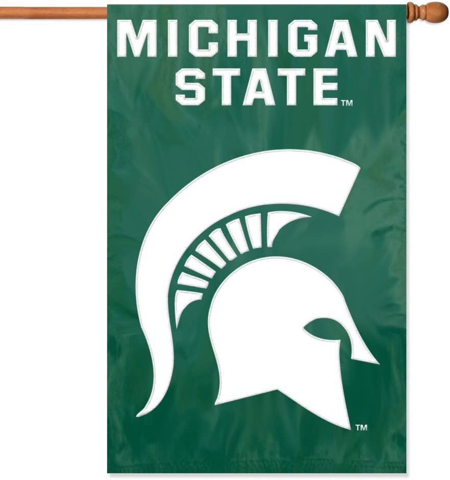 Michigan State University Spartans Premium House Banner Flag, Double Sided, Applique & Embroidered, 28x44 Inch