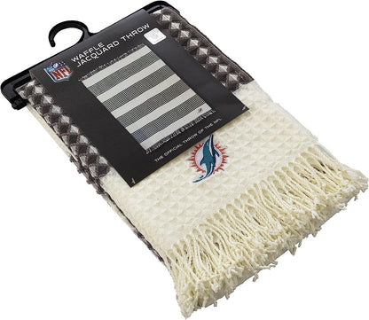 Miami Dolphins Throw Blanket Waffle Weave Jacquard, 50x60 Inch, Unisex-Adult, 100% Acrylic