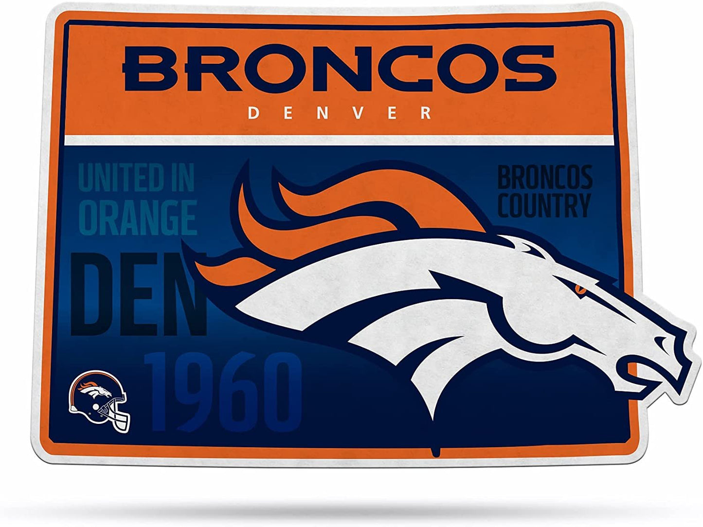 Denver Broncos Pennant State Shape 18 Inch Soft Felt