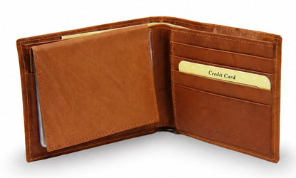 University of Arizona Wildcats Premium Brown Leather Wallet, Bifold Billfold, Embossed Laser Engraved, Officially Licensed, Made in the USA