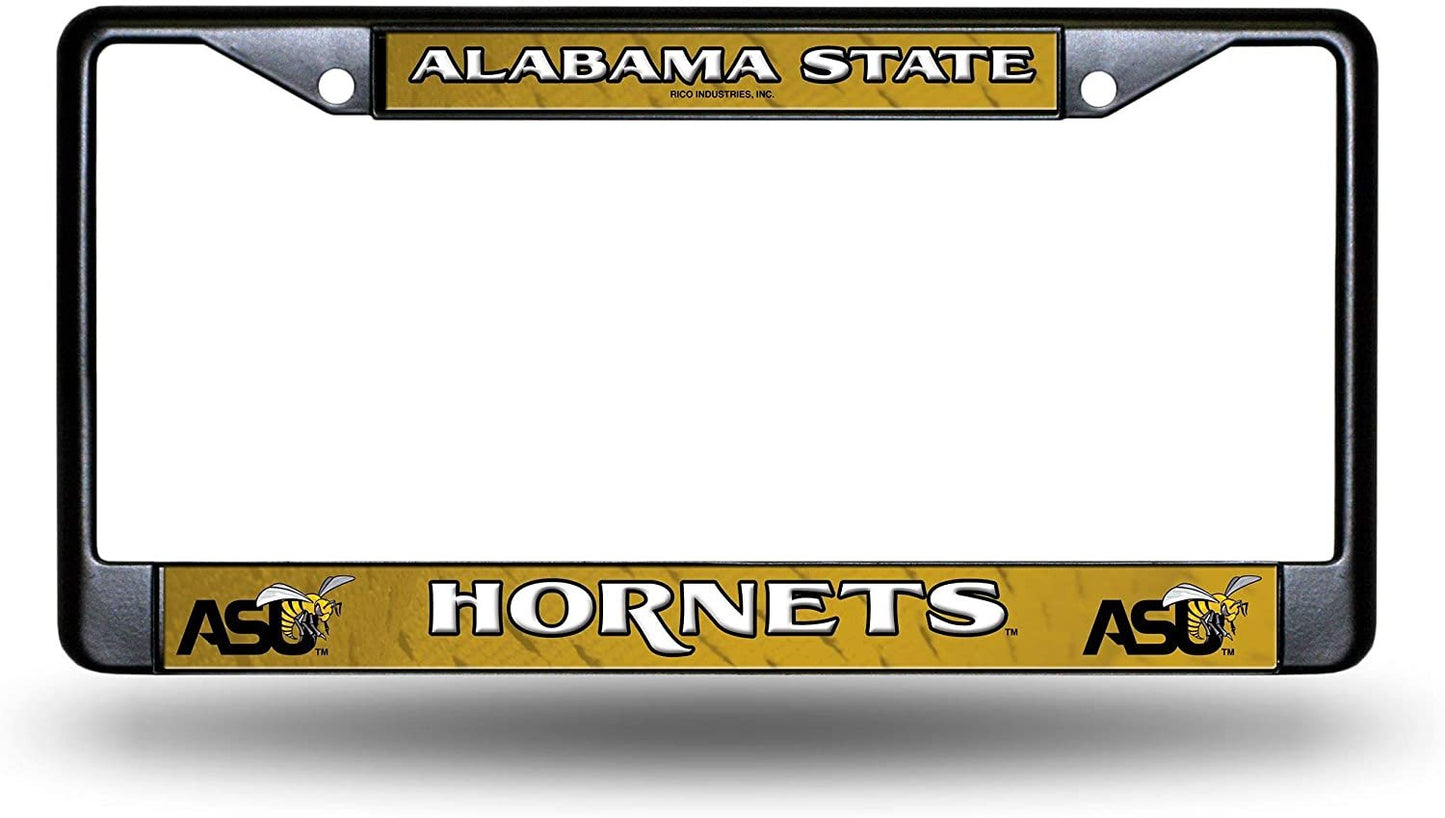 Alabama State University Hornets Black License Plate Frame Tag Cover 6 x 12 Inches