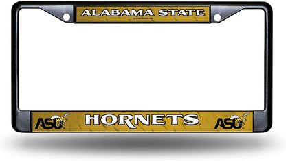Alabama State University Hornets Black License Plate Frame Tag Cover 6 x 12 Inches