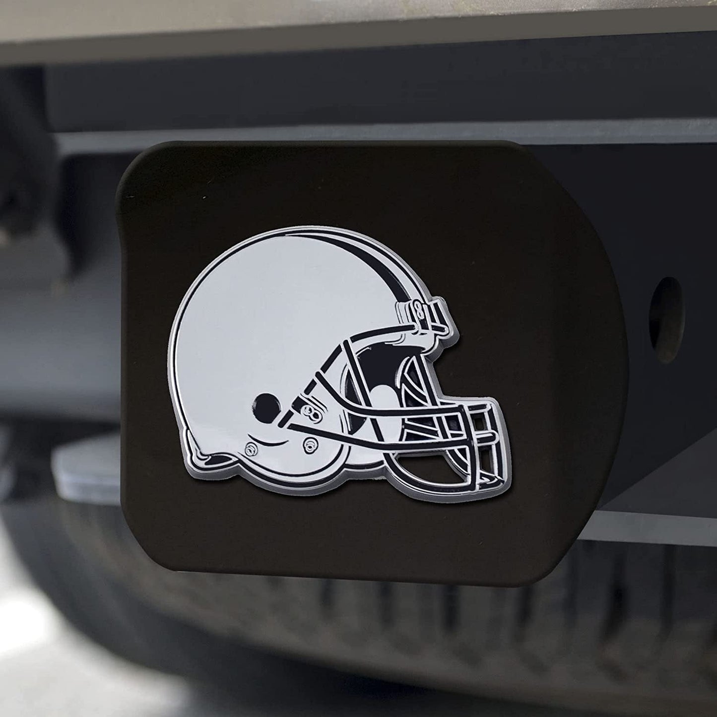 Cleveland Browns Solid Metal Black Hitch Cover with Chrome Metal Emblem 2 Inch Square Type III