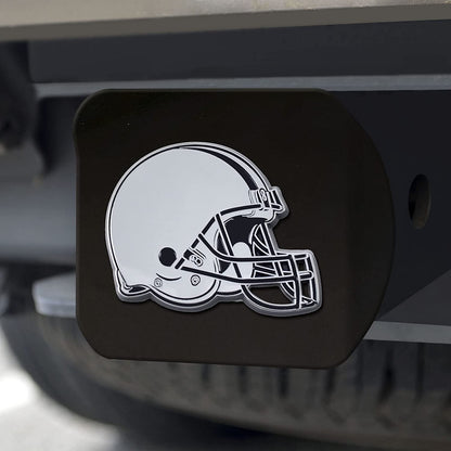 Cleveland Browns Solid Metal Black Hitch Cover with Chrome Metal Emblem 2 Inch Square Type III