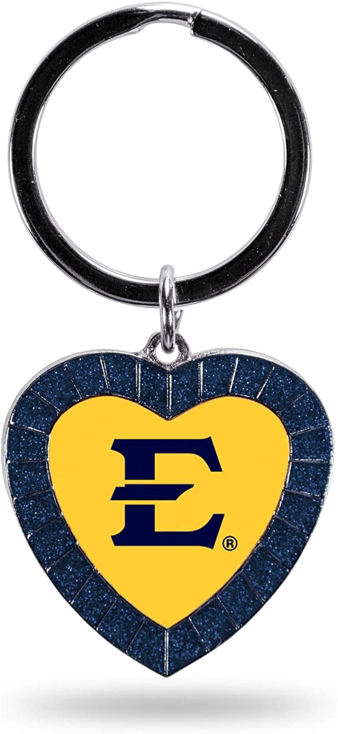 East Tennessee State Buccaneers NCAA Rhinestone Heart Colored Keychain, Navy, 3-inches in length
