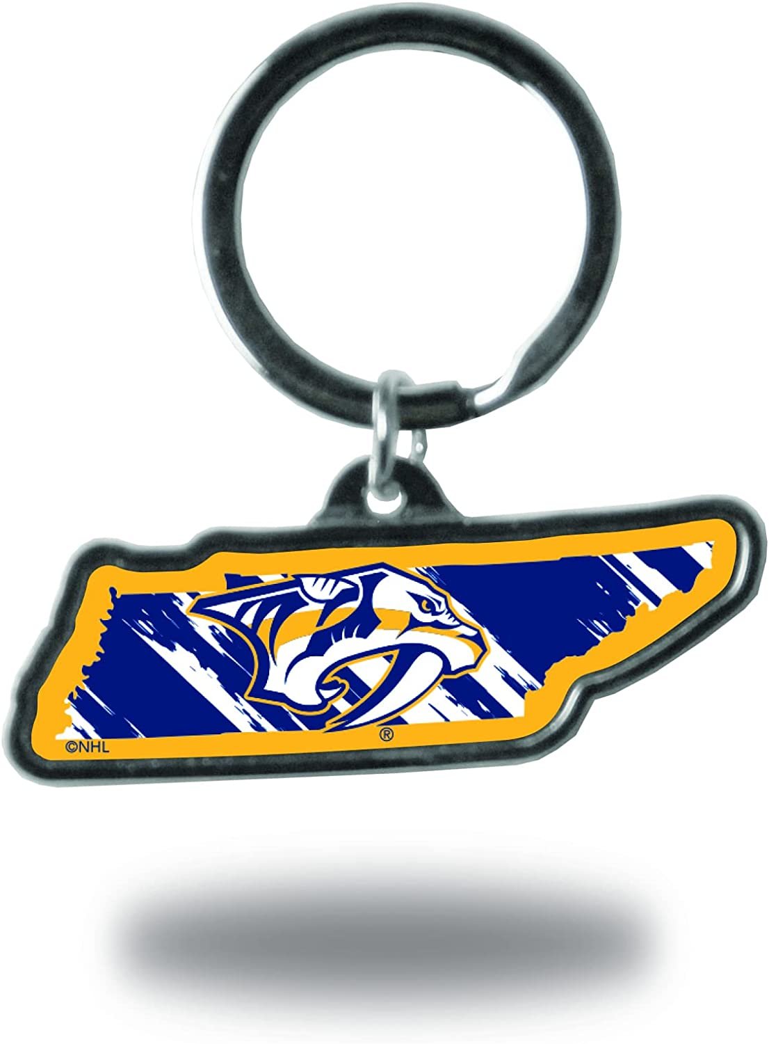 Nashville Predators Metal Keychain, State Shaped