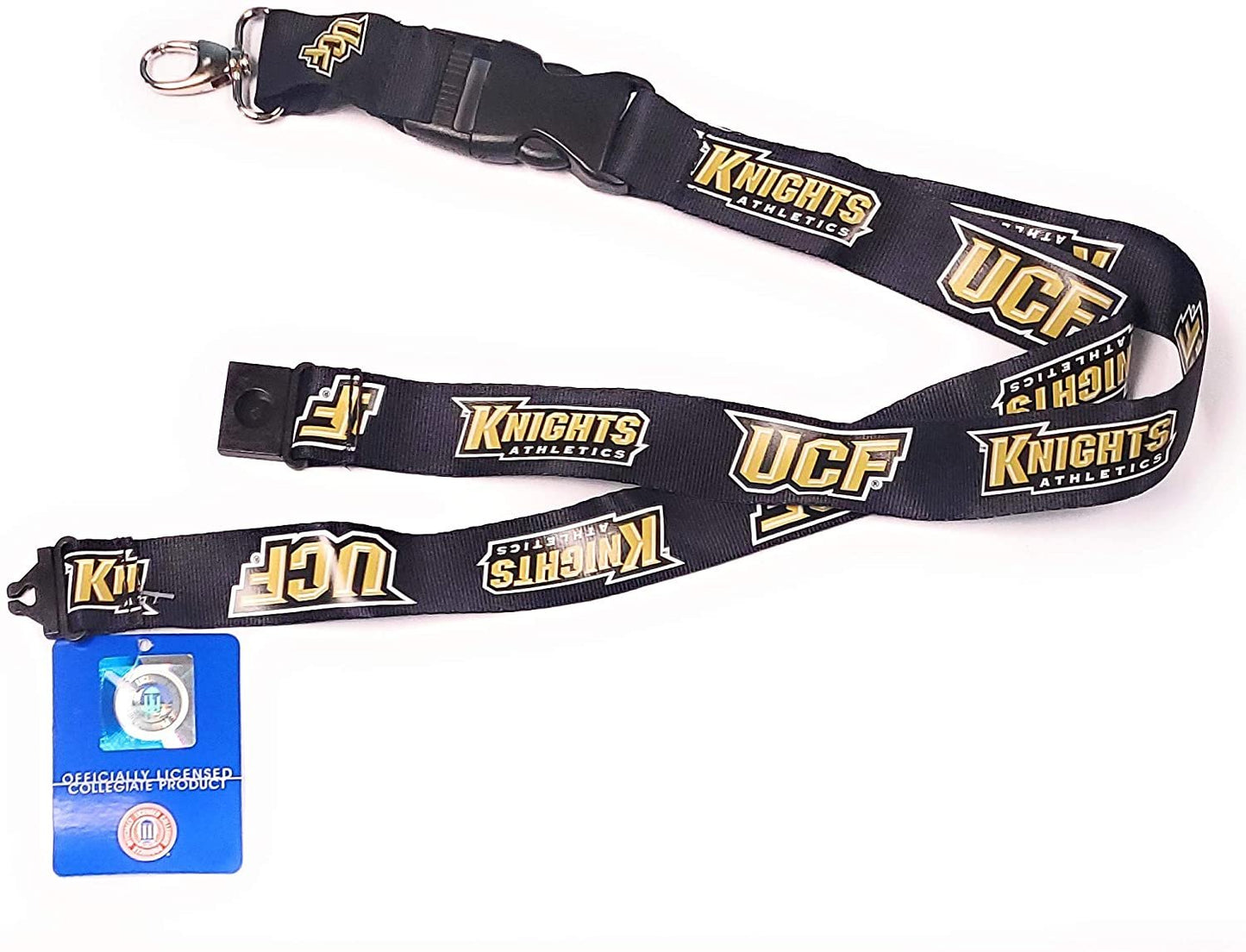 University of Central Florida Knights UCF Black Design Lanyard Keychain Double Sided Breakaway Safety Design Adult 18 Inch