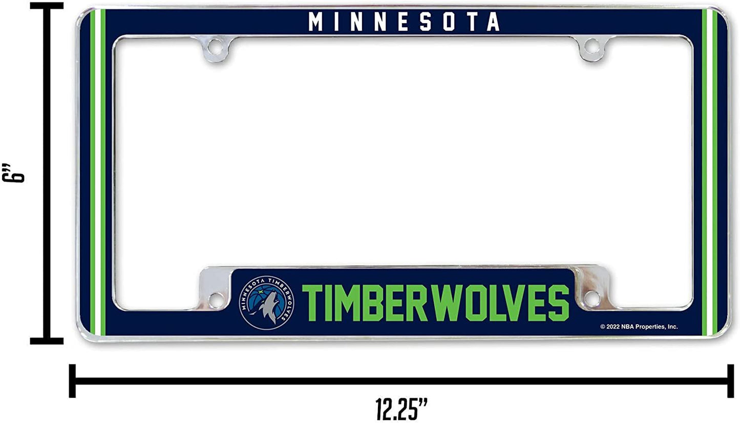 Minnesota Timberwolves Metal License Plate Frame Chrome Tag Cover Alternate Design 6x12 Inch