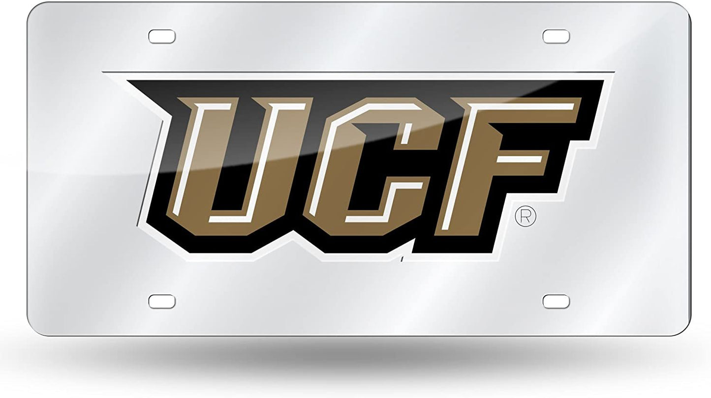University of Central Florida Knights UCF Premium Laser Cut Tag License Plate, Mirrored Acrylic Inlaid, 6x12 Inch