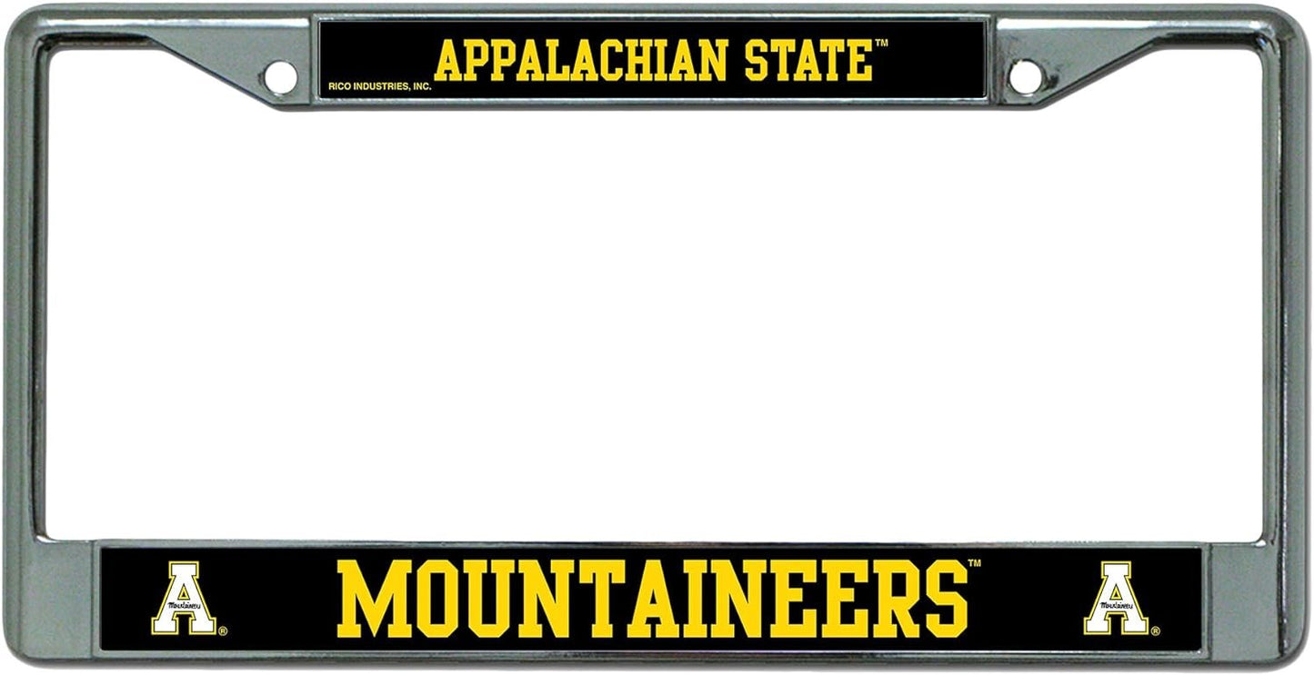 Appalachian State University Mountaineers Chrome Metal License Plate Frame Tag Cover, 12x6 Inches
