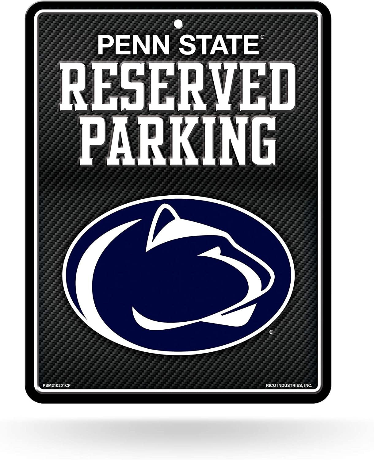 Penn State University Nittany Lions Metal Parking Novelty Wall Sign 8.5 x 11 Inch Carbon Fiber Design