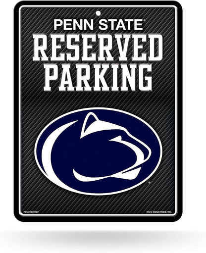 Penn State University Nittany Lions Metal Parking Novelty Wall Sign 8.5 x 11 Inch Carbon Fiber Design